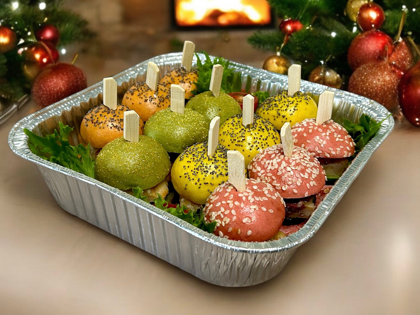 【12月限定】繽紛迷你雞肉漢堡配聖誕果香醬 (每盤10件)