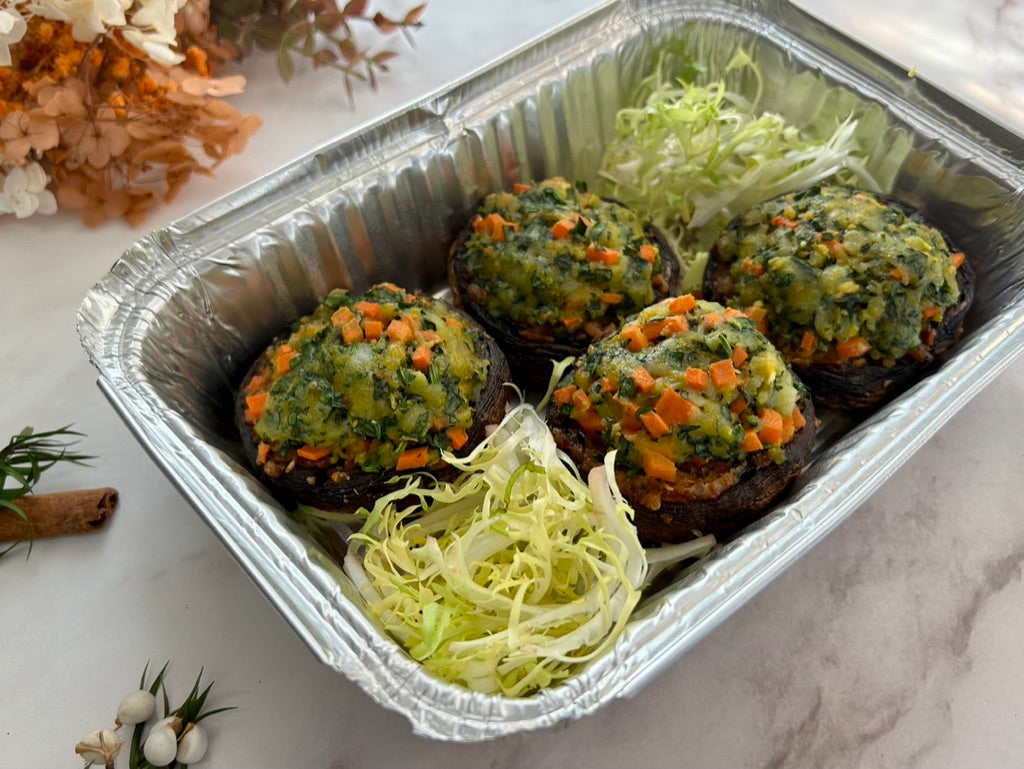 芝士煙肉菠菜焗釀大啡菇(4件)