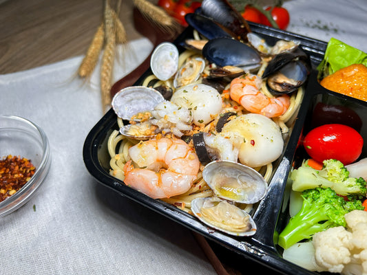 香辣時令海鮮意大利粉配芝心魚腐 | 便當飯盒到會（每款最少4盒起）
