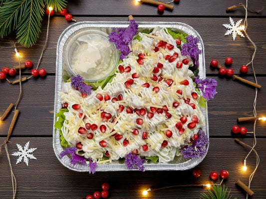 ❄️12月限定紅寶石果香雞肉沙律正面圖，嫩滑雞肉配紅寶石漿果及新鮮蔬菜，約2磅份量，節日紅潤色彩，適合冬季分享。