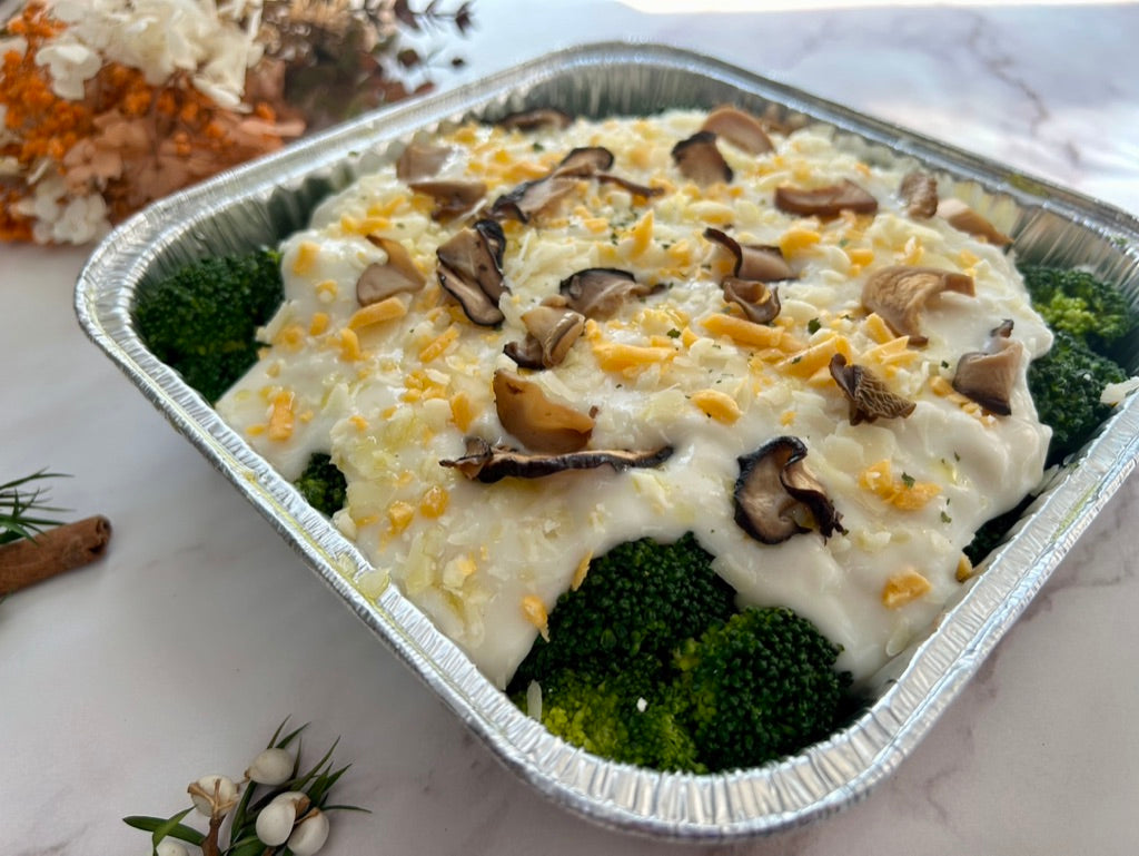 🎄聖誕限定雙重芝士焗野菌西蘭花，約2磅金黃雙層芝士焗野菌配脆西蘭花，juicy 香濃熱騰騰健康小食，適合冬季分享。